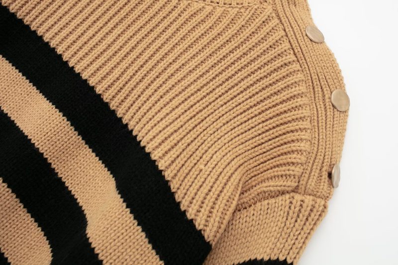 One-Shoulder Striped Sweater - Winter High Collar - Image 8