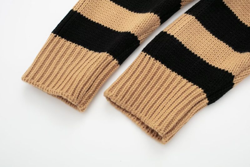 One-Shoulder Striped Sweater - Winter High Collar - Image 9