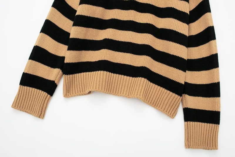 One-Shoulder Striped Sweater - Winter High Collar - Image 11