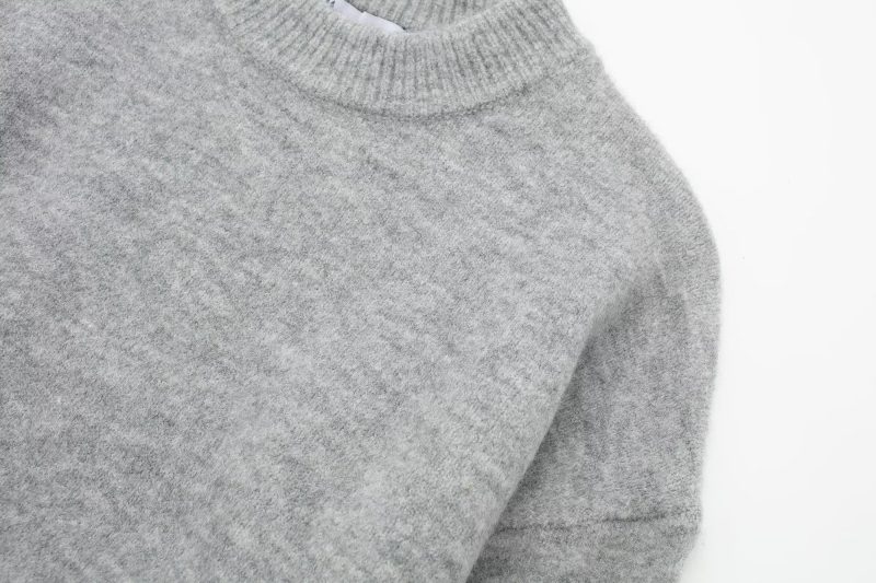 Office Gray Pullover - Fall Loose Short Knitwear - Image 4