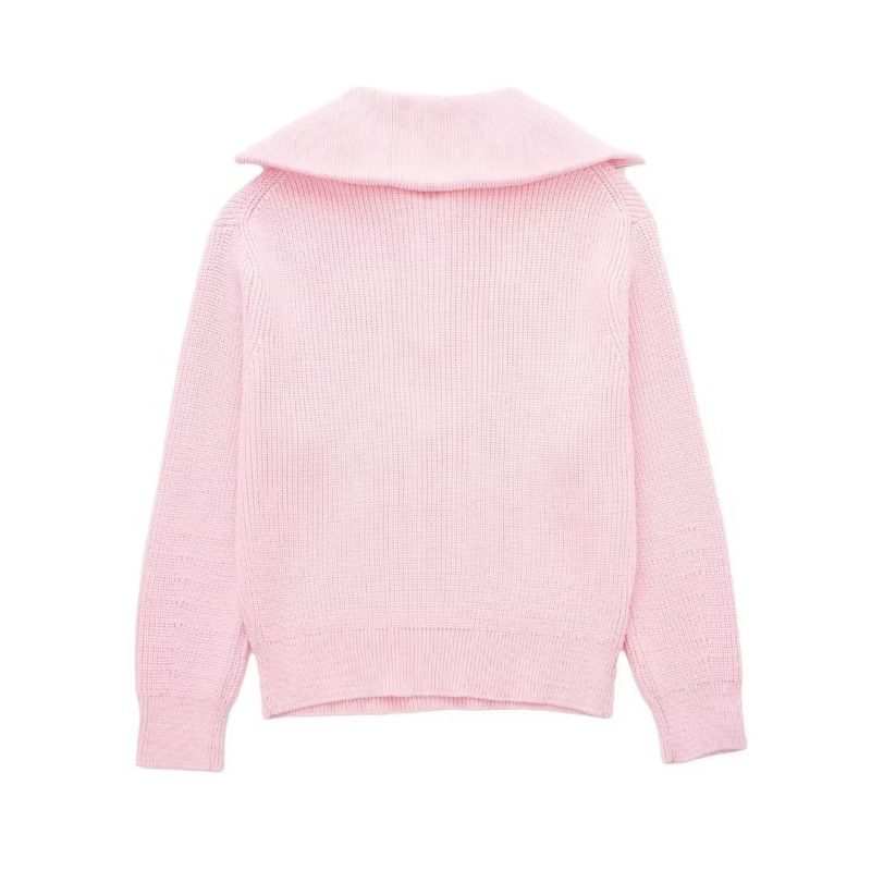 French Casual Wool Sweater - All-Match Open Collar - Image 3