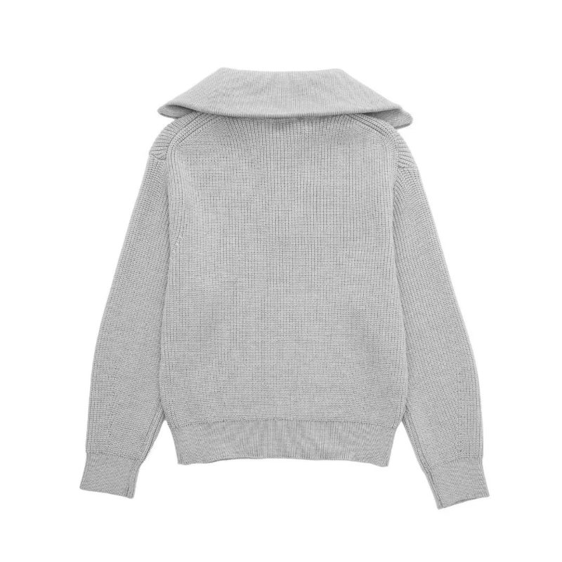 French Casual Wool Sweater - All-Match Open Collar - Image 5