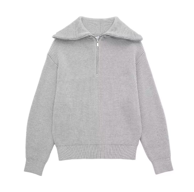 French Casual Wool Sweater - All-Match Open Collar - Image 4