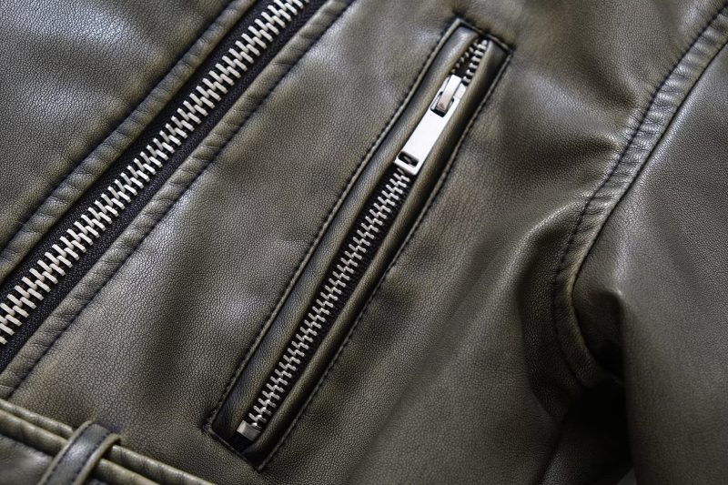 Edgy Faux Leather Jacket: Oblique Zip Polo Collar - Image 3