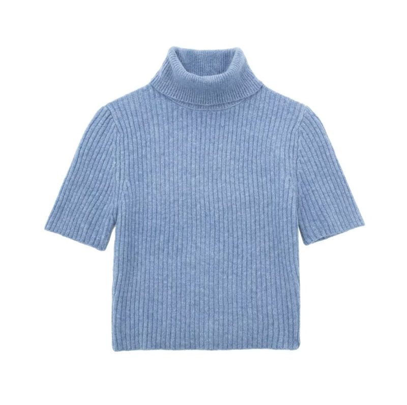 Turtleneck Short Sleeve Sweater - Autumn Slim Fit - Image 3