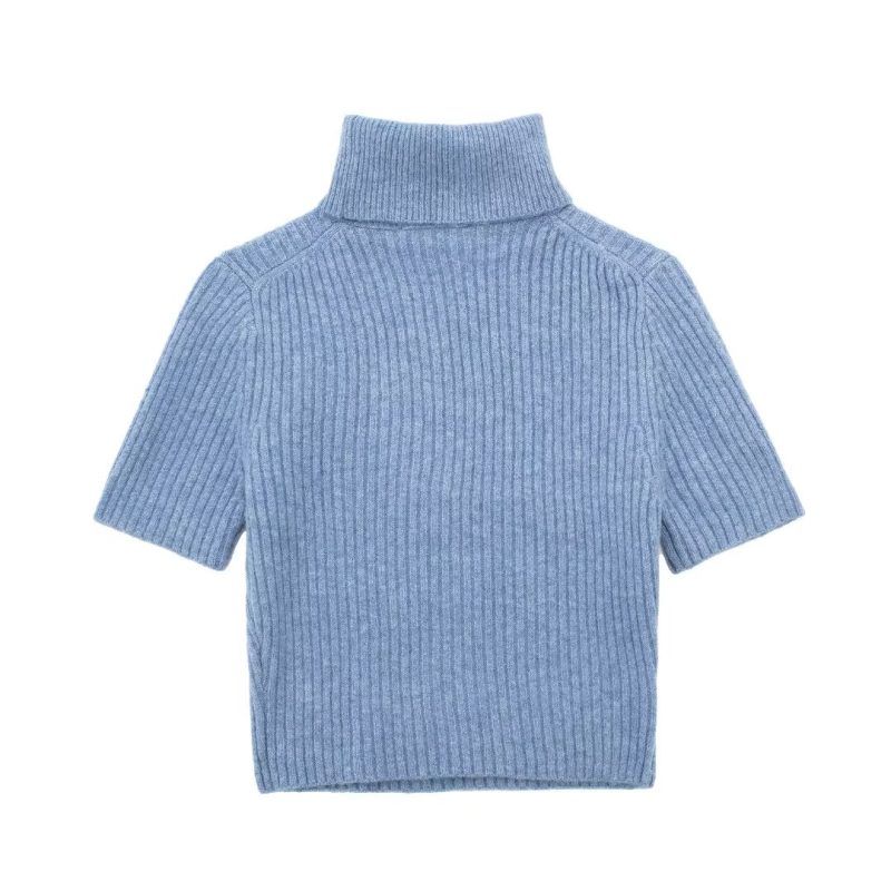 Turtleneck Short Sleeve Sweater - Autumn Slim Fit - Image 4