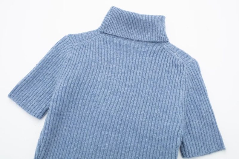 Turtleneck Short Sleeve Sweater - Autumn Slim Fit - Image 10