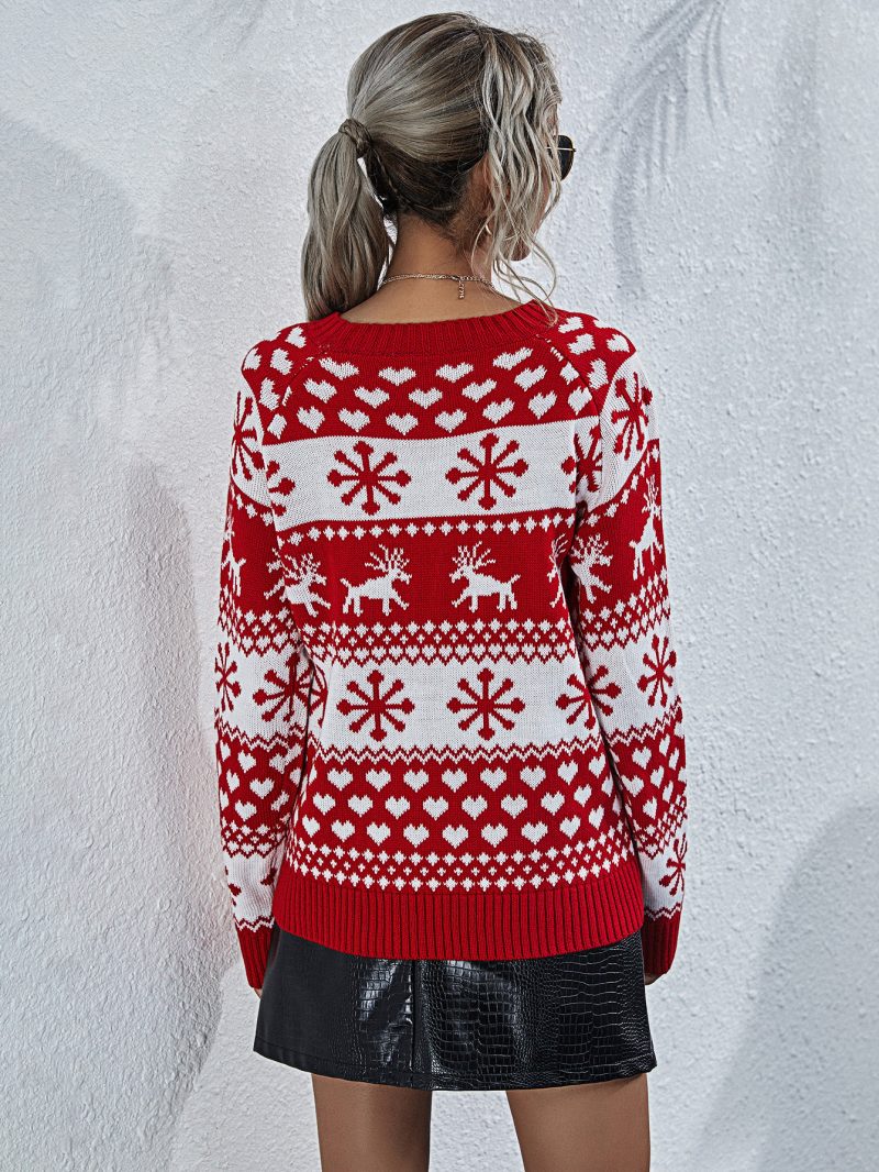 Christmas Elk Knitted Sweater | Winter Round Neck - Image 2