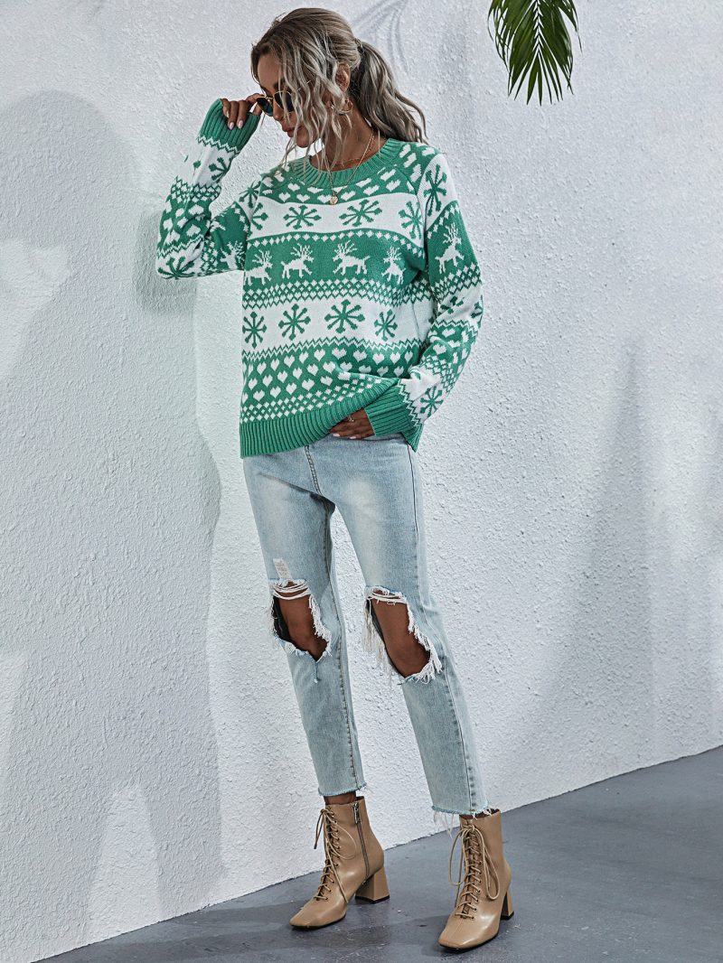 Christmas Elk Knitted Sweater | Winter Round Neck - Image 6