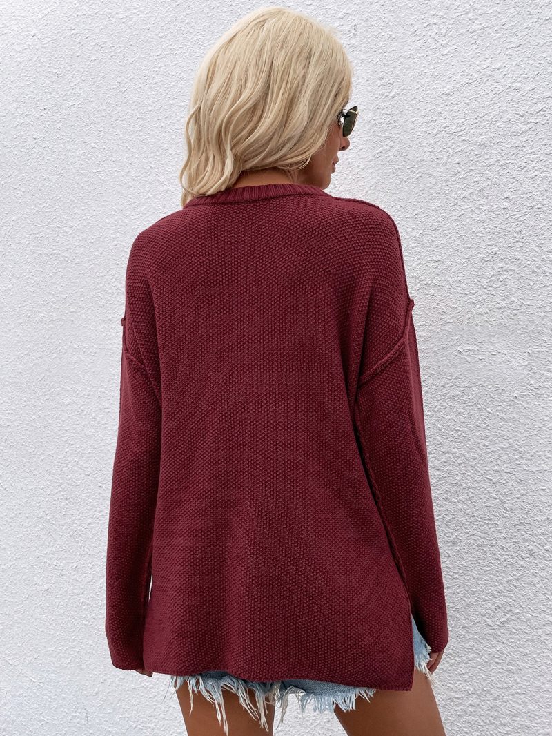 V-Neck Street Hipster Sweater | Autumn Winter Solid Color for Women - Image 4