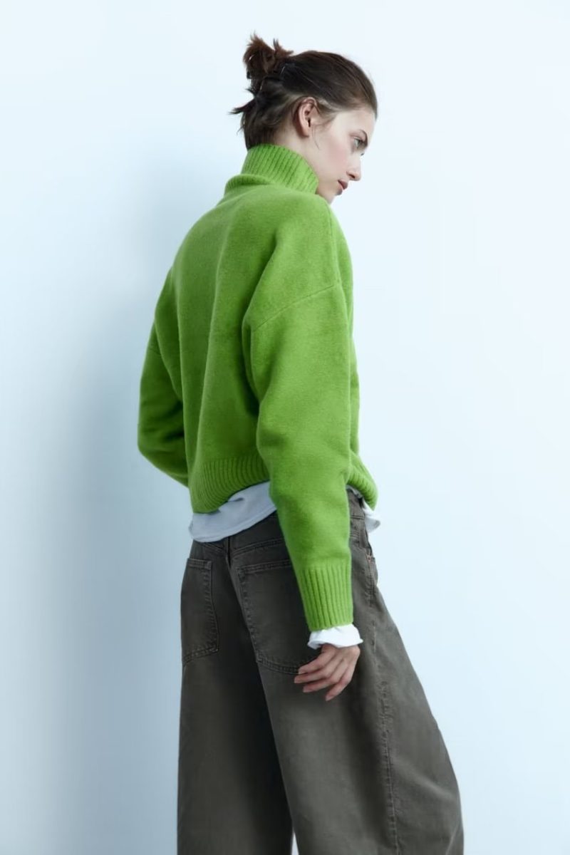 French Stand Collar Knit Pullover - Women's Sweater - Image 3