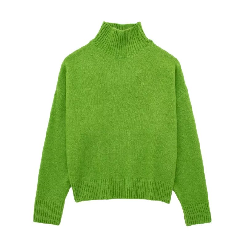 French Stand Collar Knit Pullover - Women's Sweater - Image 4