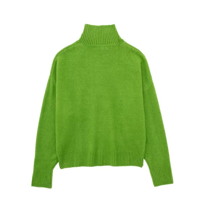 French Stand Collar Knit Pullover - Women's Sweater - Image 5