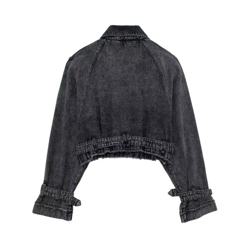 Retro Motorcycle Denim Trench - Autumn Chic - Image 2