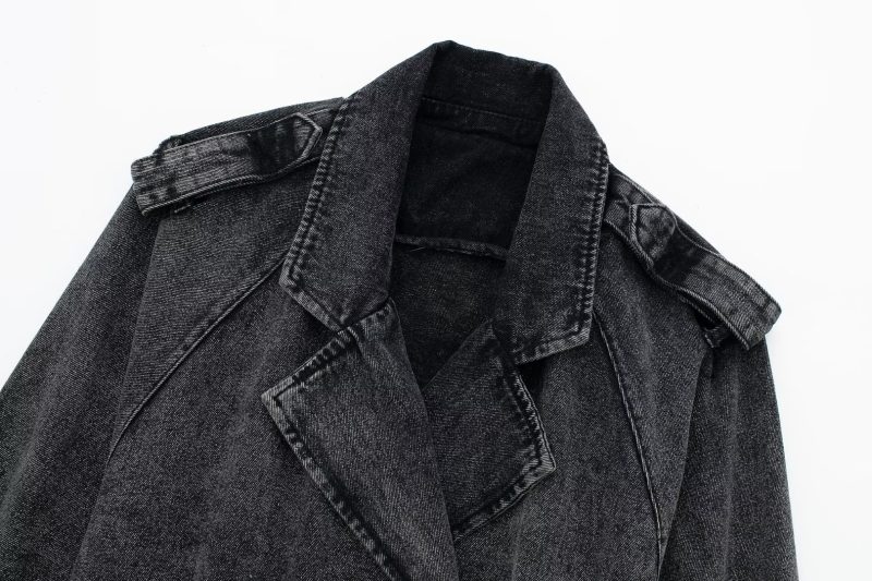 Retro Motorcycle Denim Trench - Autumn Chic - Image 3