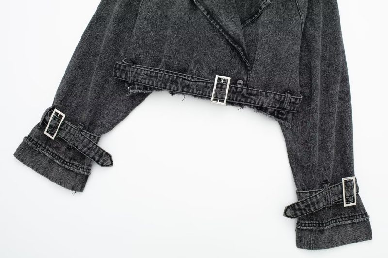 Retro Motorcycle Denim Trench - Autumn Chic - Image 4