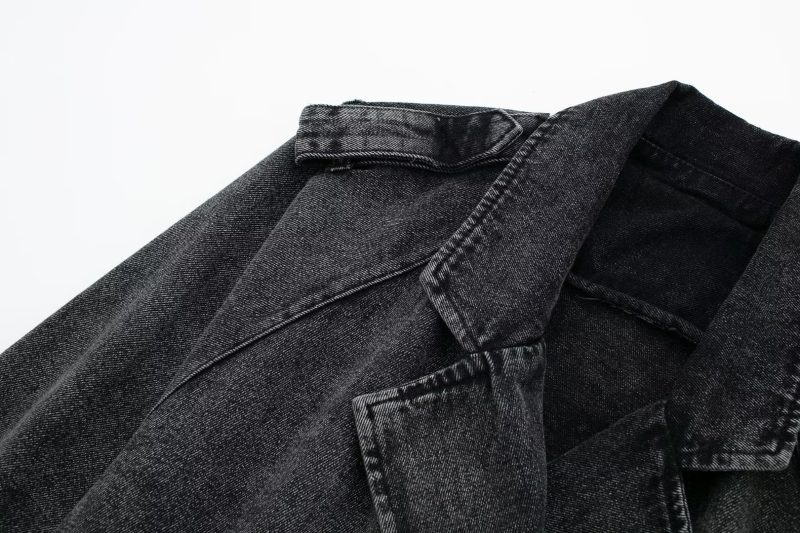 Retro Motorcycle Denim Trench - Autumn Chic - Image 5