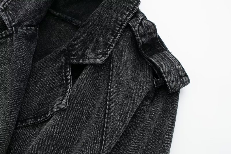 Retro Motorcycle Denim Trench - Autumn Chic - Image 6