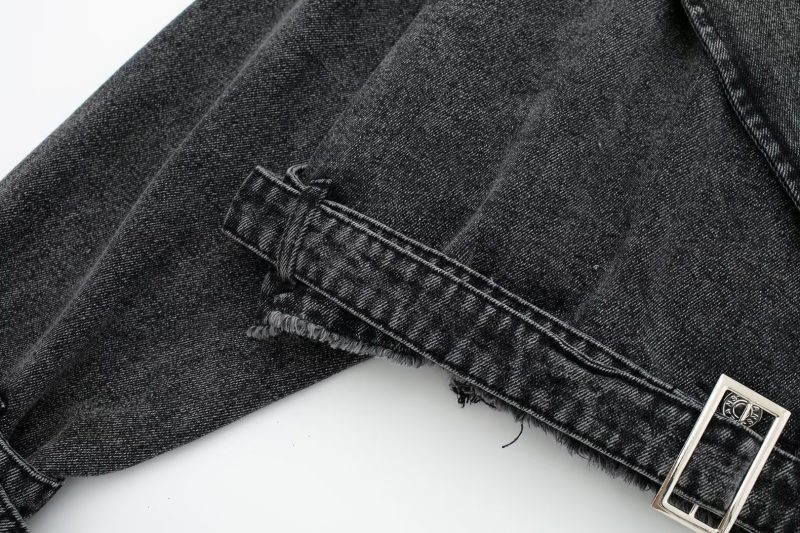 Retro Motorcycle Denim Trench - Autumn Chic - Image 8