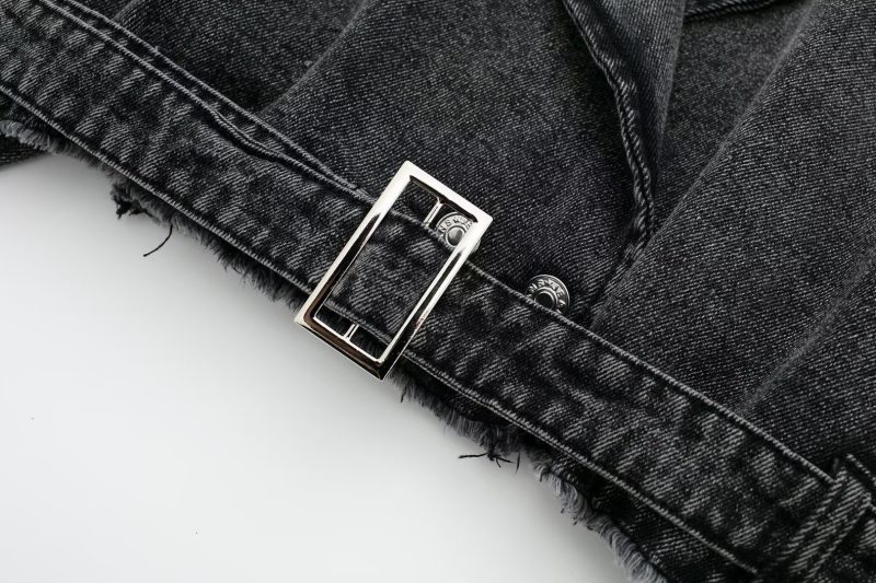Retro Motorcycle Denim Trench - Autumn Chic - Image 9