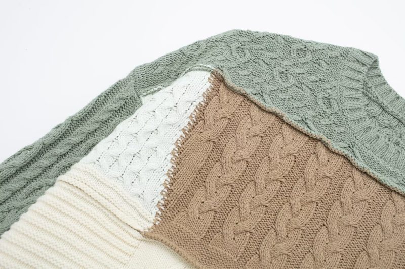 Asymmetric Color Matching Lazy Sweater - Fresh & Loose - Image 7