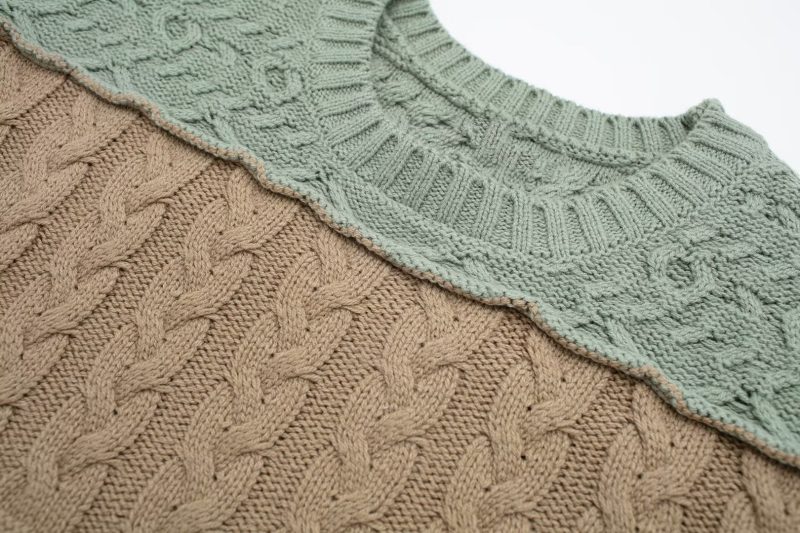 Asymmetric Color Matching Lazy Sweater - Fresh & Loose - Image 8