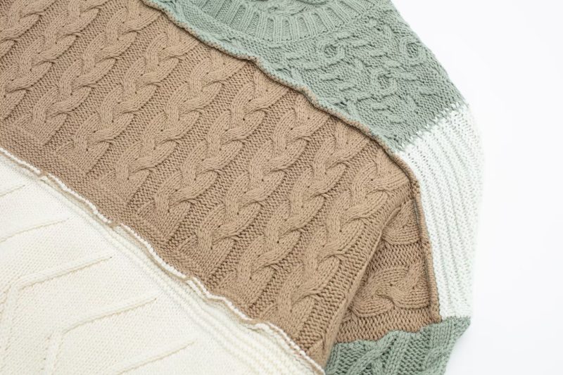 Asymmetric Color Matching Lazy Sweater - Fresh & Loose - Image 9