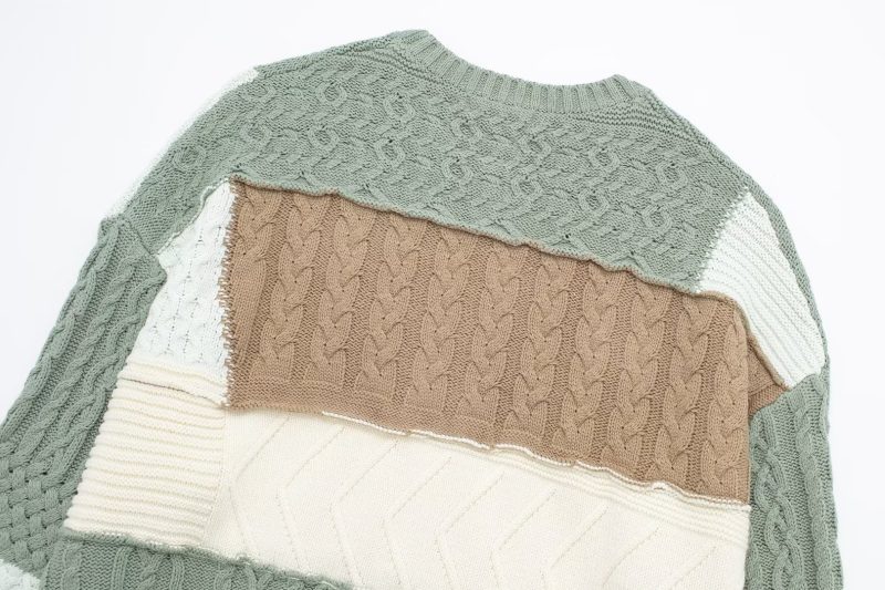 Asymmetric Color Matching Lazy Sweater - Fresh & Loose - Image 10