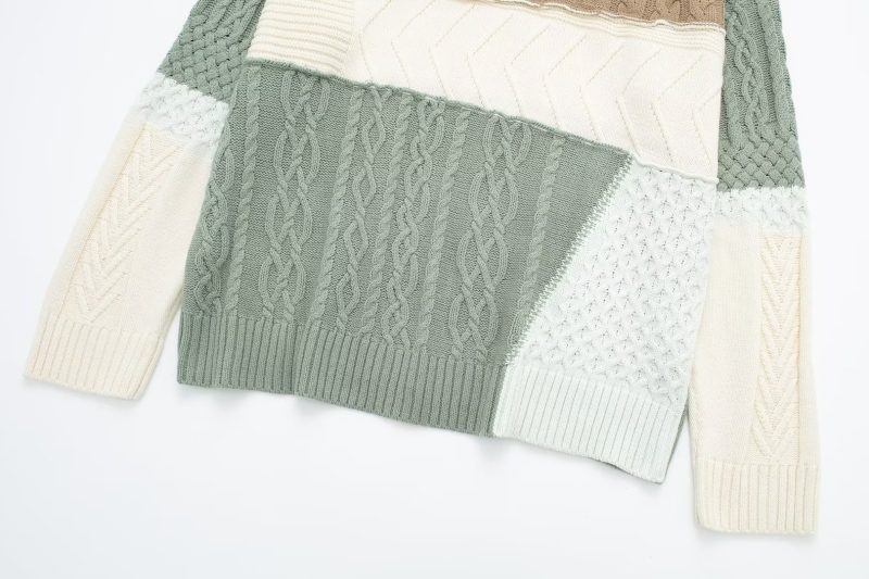Asymmetric Color Matching Lazy Sweater - Fresh & Loose - Image 11