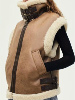 Brown Fur One-Collared Vest – Winter Chic