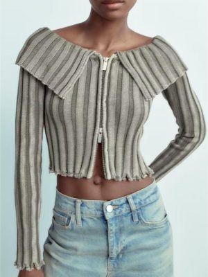 Sexy Off-Neck Flanging Cardigan – Blogger Knitwear