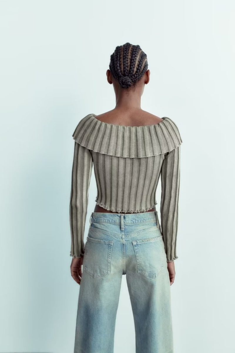 Sexy Off-Neck Flanging Cardigan - Blogger Knitwear - Image 2