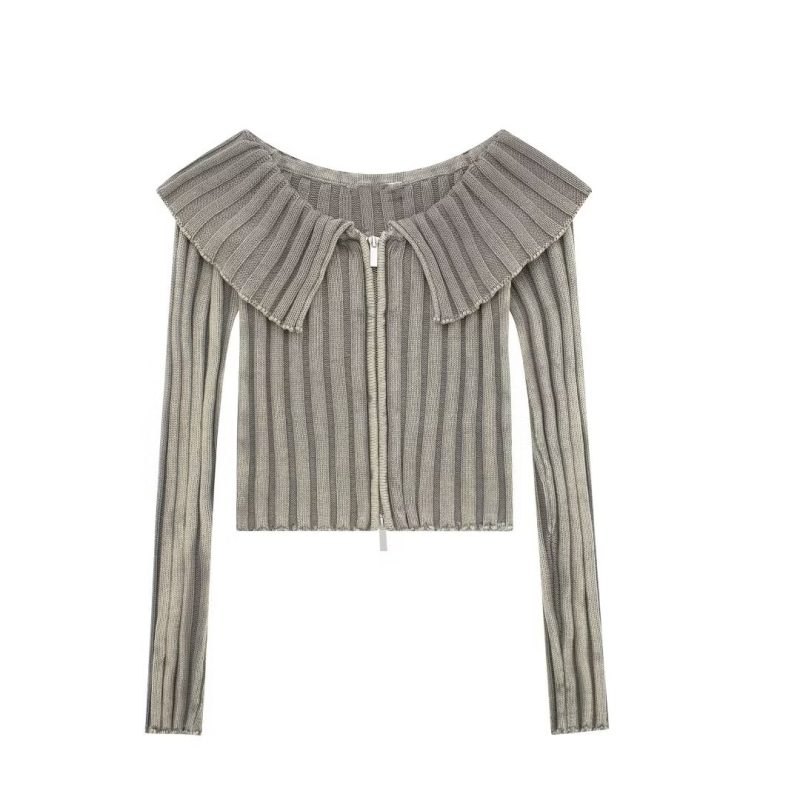 Sexy Off-Neck Flanging Cardigan - Blogger Knitwear - Image 5