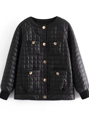 Logo Metal Plaid Quilted Jacket – Autumn/Winter Style