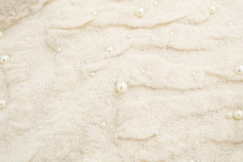 Pearl-Decorated White Knit Cardigan - Autumn/Winter - Image 12
