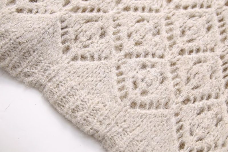 French Retro Diamond Jacquard Sweater - Image 8