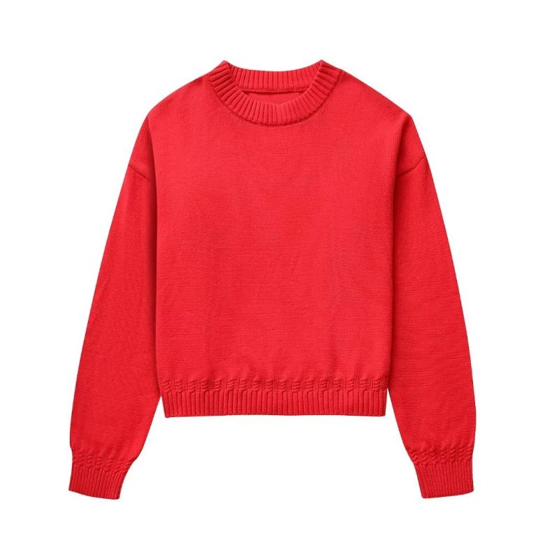 All Match Round Neck Knit Sweater - Image 2