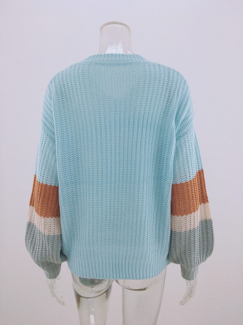 Loose Stitching Round Neck Sweater | Autumn Winter Pullover - Image 6