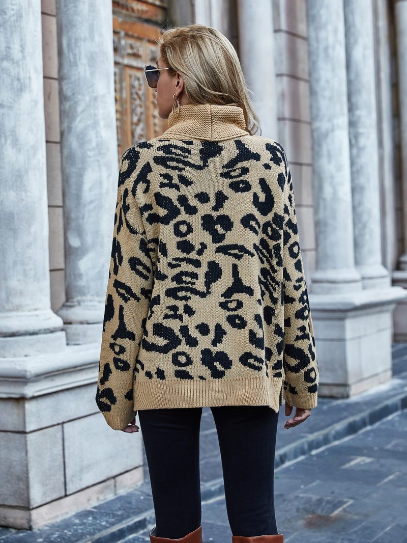 Leopard Print Office Pullover | Autumn Winter Turtleneck - Image 3
