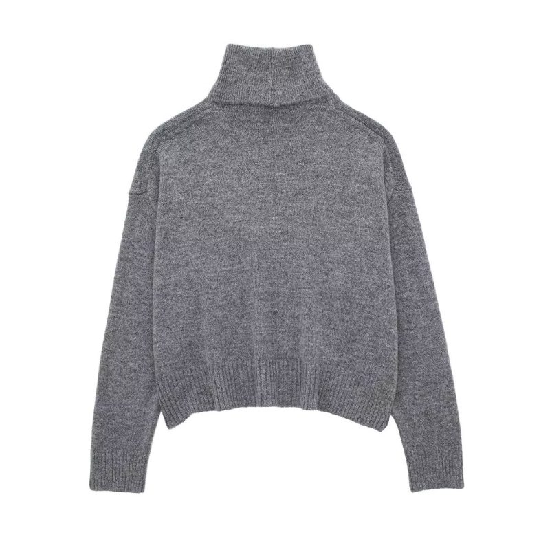 Solid Color Turtleneck Sweater - Autumn Street Style - Image 4