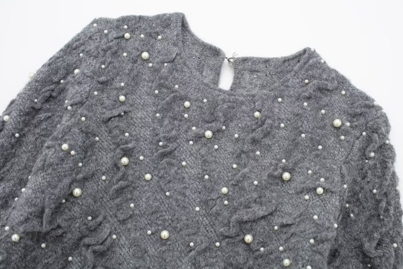 Lazy Texture Round Neck Sweater - Korean Fashion - Image 4