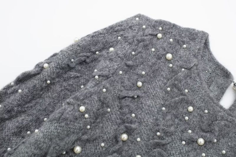 Lazy Texture Round Neck Sweater - Korean Fashion - Image 5