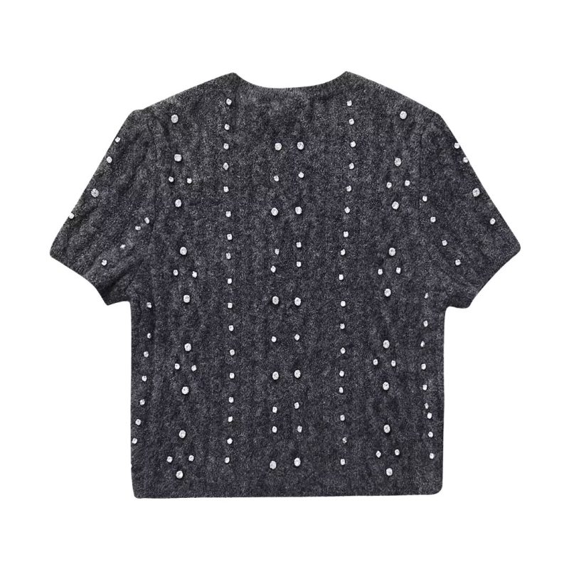 Slim Beaded Round Neck Sweater - Image 3