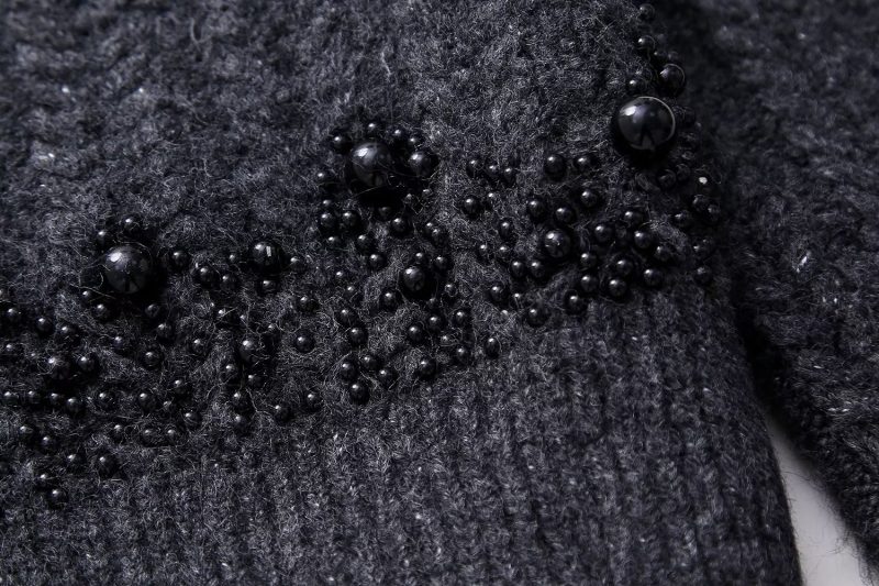 Pearl-Decorated Texture Sweater - Image 5