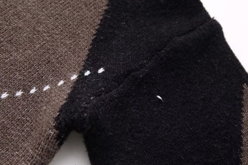 Winter Women Clothing round Neck Diamond Contrast Color All Matching Pullover Knitted Wool - Image 9