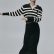 Striped Zipper Polo Coat - Women's Thick Short Sweater