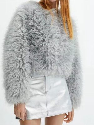 High-Quality Artificial Fur Jacket – Winter Short Top