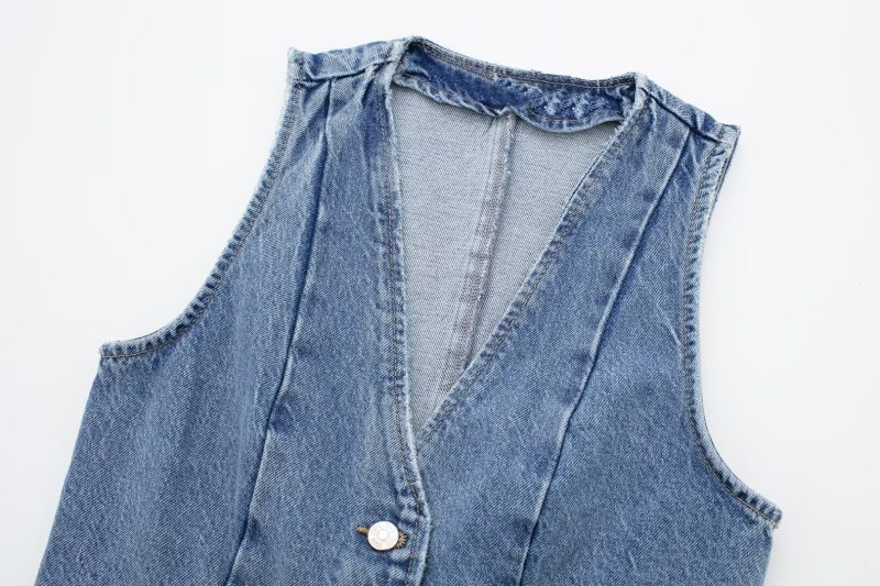 Retro V-Neck Denim Vest - All-Matching Style - Image 5