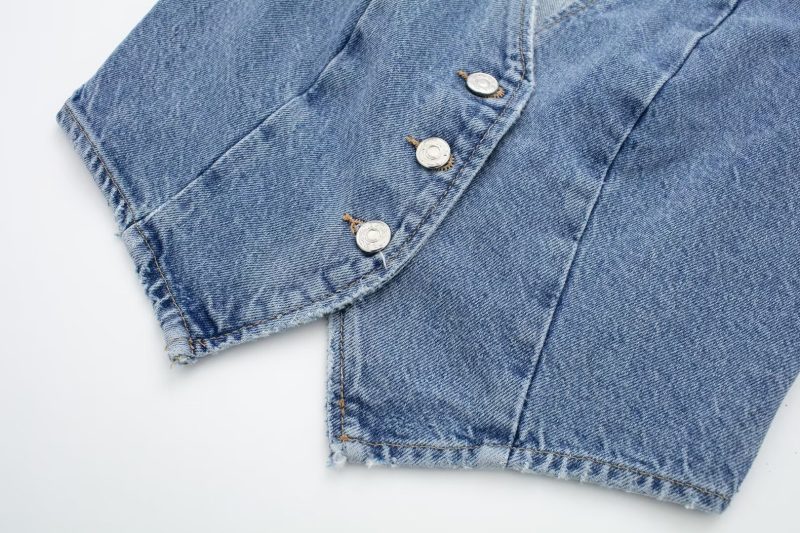 Retro V-Neck Denim Vest - All-Matching Style - Image 9