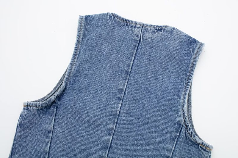 Retro V-Neck Denim Vest - All-Matching Style - Image 10